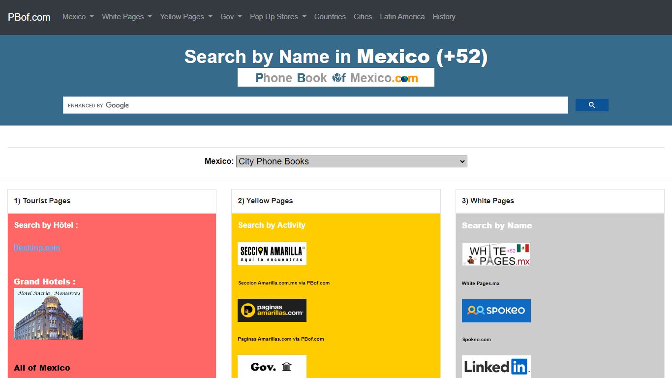 Phone Book of Mexico.com +52 - Paginas Blancas - Directory