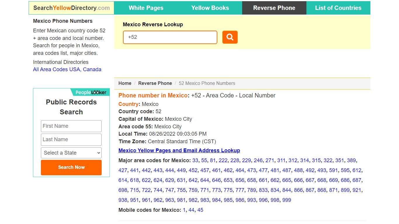 Mexico Reverse Lookup 52, Phone Number Search