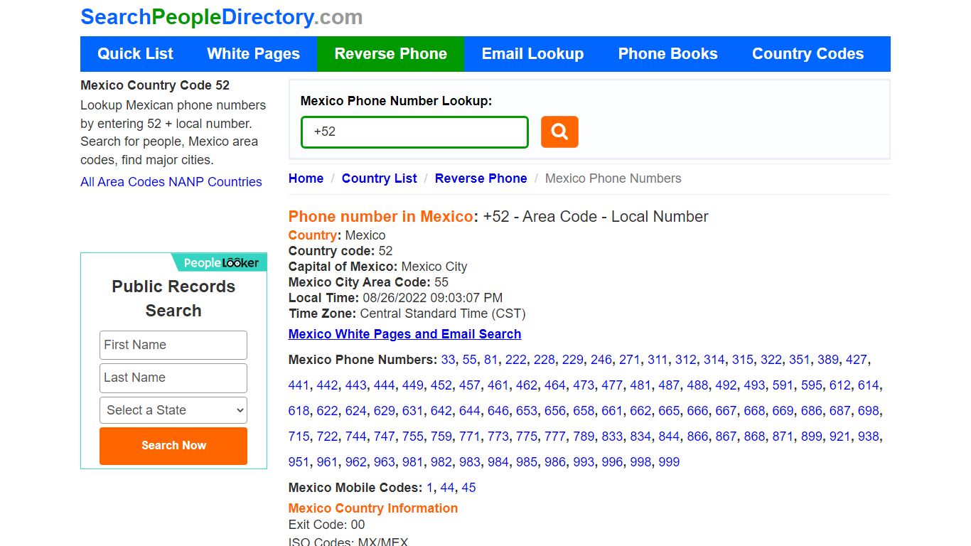 Mexico Reverse Phone lookup 52, Number Search